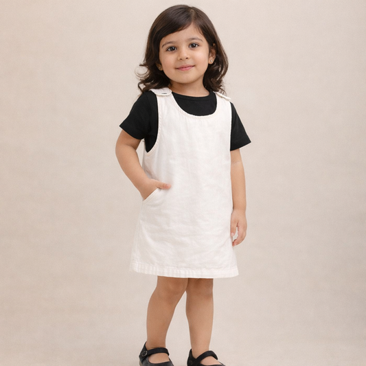 Shell White Denim Canvas Overall