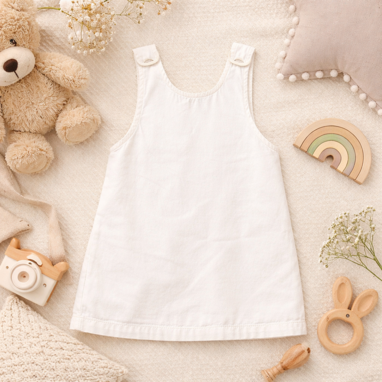 Shell White Denim Canvas Overall